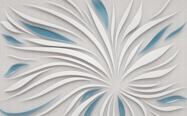 Carta da parati Design bianco e blu su superficie grigia, Carta da parati 3d, Carta da parati popolare, u06452 - Tapeko.it