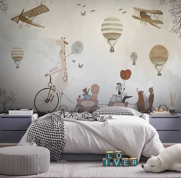 Carta da parati Sfilata tecnica aerea in stile acquerello, Carta da parati per Bambini, u08348 : Uwalls.it