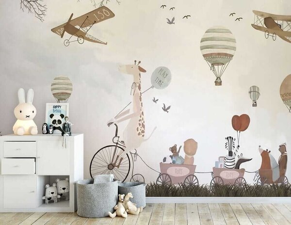 Carta da parati Sfilata tecnica aerea in stile acquerello, Carta da parati per Bambini, u08348 : Uwalls.it