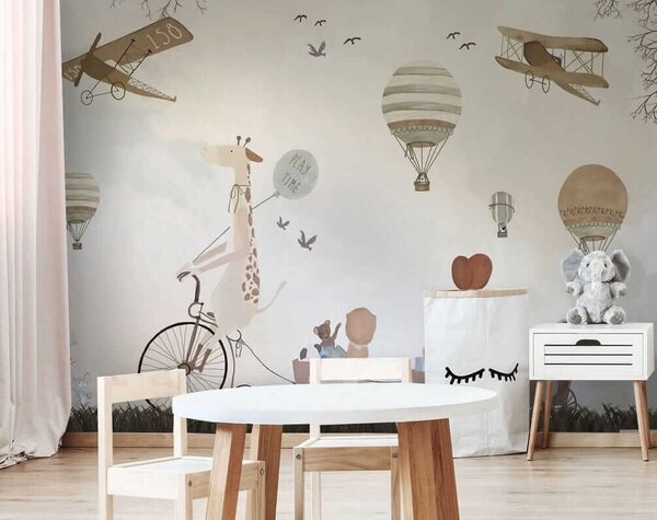 Carta da parati Sfilata tecnica aerea in stile acquerello, Carta da parati per Bambini, u08348 : Uwalls.it