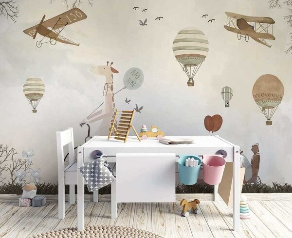Carta da parati Sfilata tecnica aerea in stile acquerello, Carta da parati per Bambini, u08348 : Uwalls.it
