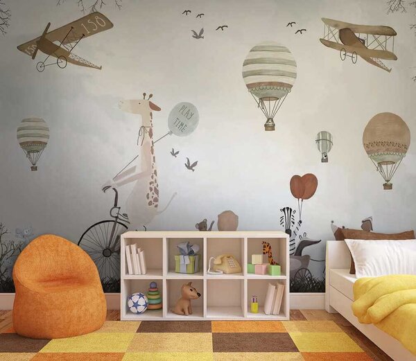 Carta da parati Sfilata tecnica aerea in stile acquerello, Carta da parati per Bambini, u08348 : Uwalls.it