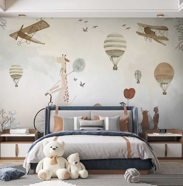 Carta da parati Sfilata tecnica aerea in stile acquerello, Carta da parati per Bambini, u08348 : Uwalls.it