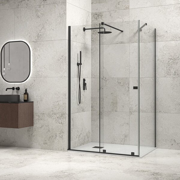 Box doccia frameless 70x140 colore nero anta scorrevole | KNM4000W-N - KAMALU