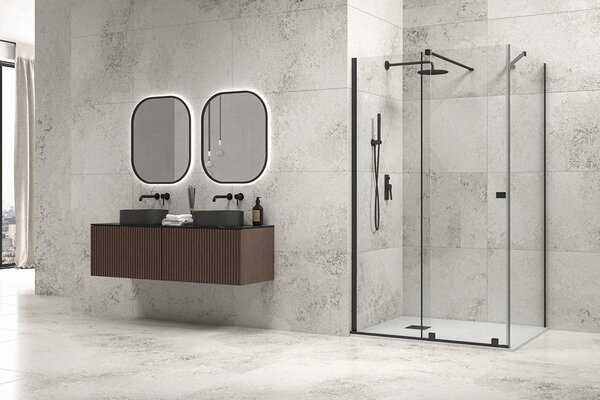 Box doccia frameless 70x140 colore nero anta scorrevole | KNM4000W-N - KAMALU