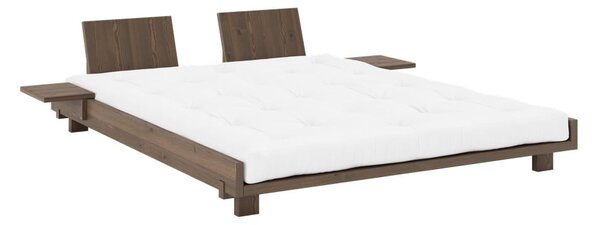 Letto matrimoniale marrone in pino massiccio con rete inclusa 160x200 cm Social – Karup Design
