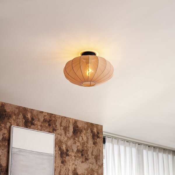 Lampada da soffitto Japandi marrone con paralume in tessuto - Bida