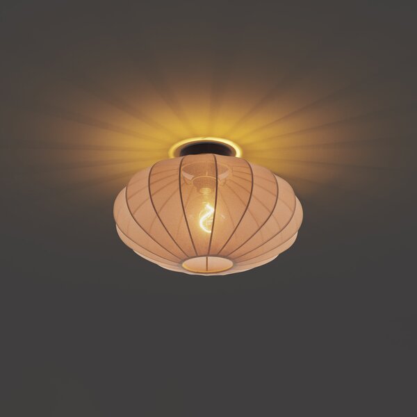 Lampada da soffitto Japandi marrone con paralume in tessuto - Bida