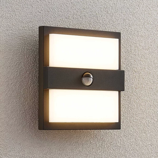 Lucande Applique da esterni LED Gylfi, 20 cm, nero, sensore Gylfi, Nero, Alluminio, Moderno