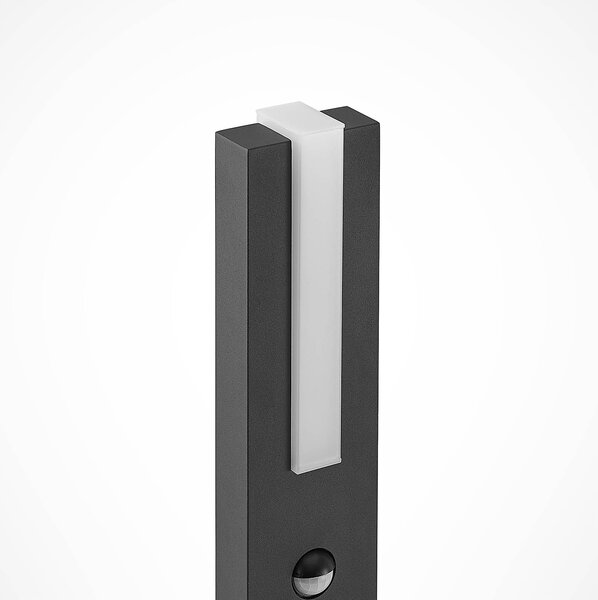 Lucande lampione a LED Virgalia, rilevatore di movimento, 100 cm, IP54 Virgalia, Nero, Alluminio, Moderno