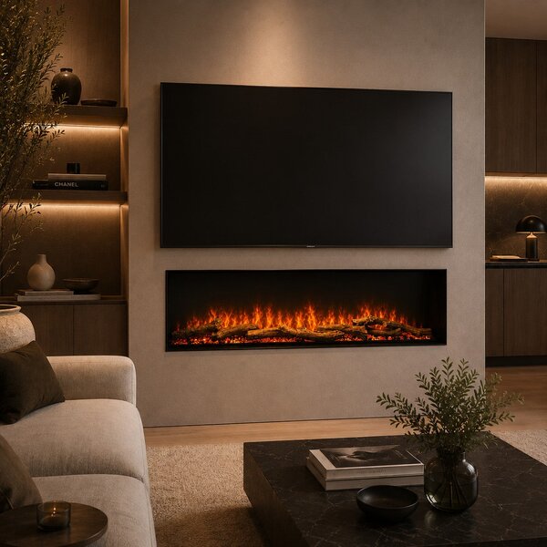 Divina Fire Camino Elettrico da Incasso a Parete Frontale L 150 LED RGB APP DETROIT150 - DFLED150