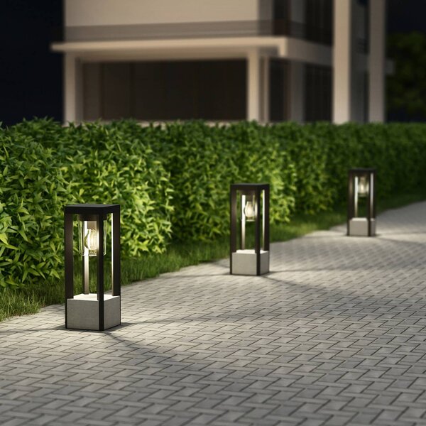 Lampione da giardino Kalisa Lucande, dimmerabile, Alluminio / Grigio / Zincato, Alluminio, Moderno, Lampada da esterni