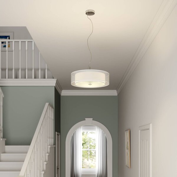 Lampada a sospensione Pikka Lindby, dimmerabile, Bianco / Opale, Soggiorno / Sala da pranzo, Tessuto / Stoffa / Seta, Moderno, Lampada a sospensione