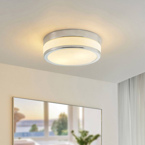 Plafoniera Flavi Lindby, dimmerabile, Cromo / Argento, Bagno, Vetro, Moderno, Plafoniera