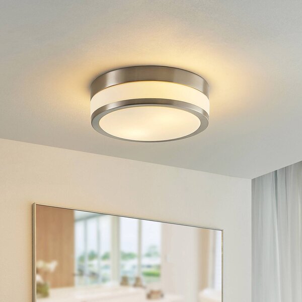 Plafoniera Flavi Lindby, dimmerabile, Alluminio / Grigio / Zincato, Bagno, Metallo, Moderno, Plafoniera