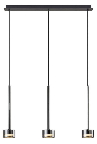 Mantra Iluminación Lampada a sospensione Tonic, nero/cromo, a 3 luci, metallo, vetro