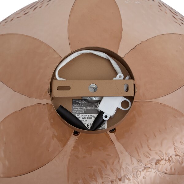 Plafoniera di design bronzo scuro con vetro ambrato a coste - Kemner