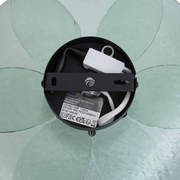 Plafoniera di Design Nera con Vetro Verde a Coste - Kemner