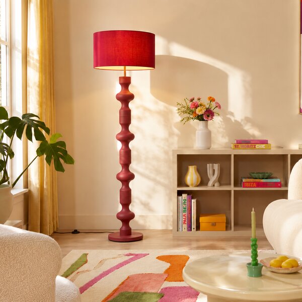 Lampada da terra retrò color prugna con paralume in tessuto 160 cm - Captain
