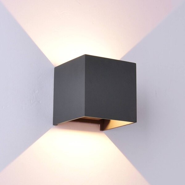 Mantra Iluminación Applique da esterni a LED Davos, dimmerabile, Nero, Alluminio, Applique LED da esterni