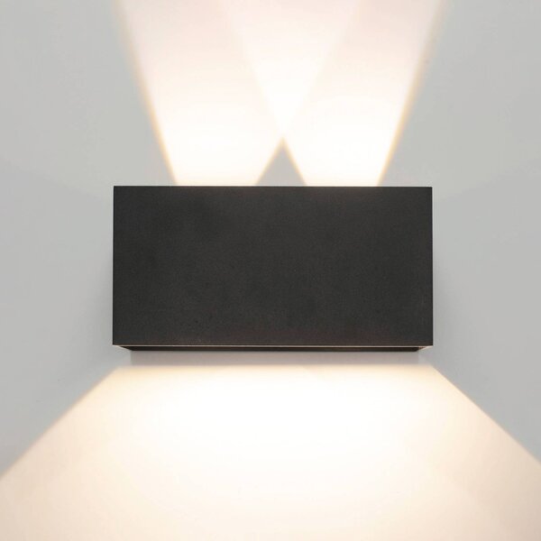 Mantra Iluminación Applique da esterni a LED Davos double, dimmerabile, Nero, Alluminio, Applique LED da esterni