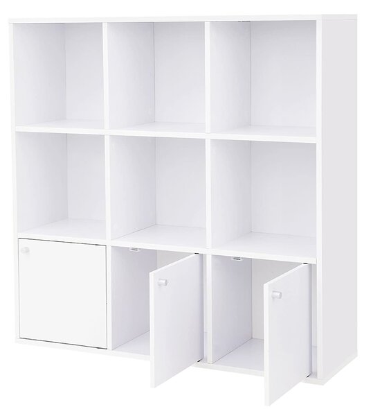 Libreria con Scomparti Chiusi in Basso 97,5x97,5x29 cm Bianco