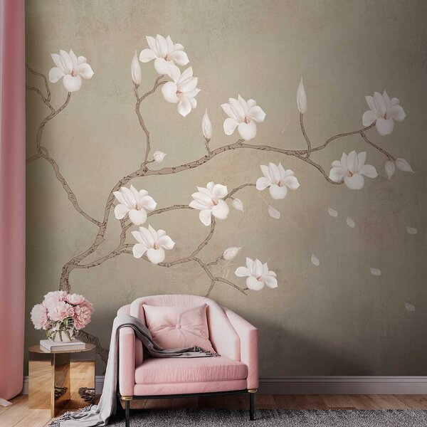 Carta da parati L'albero in fiore della magnolia, Carta da parati Floreale, u17493 : Uwalls.it