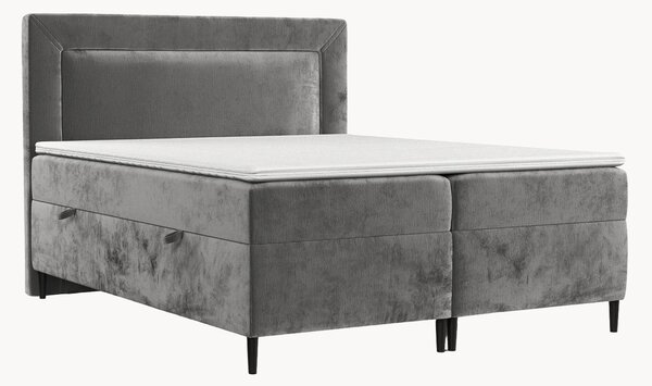 Letto boxspring in ciniglia fatto a mano con contenitore Noble, H3
