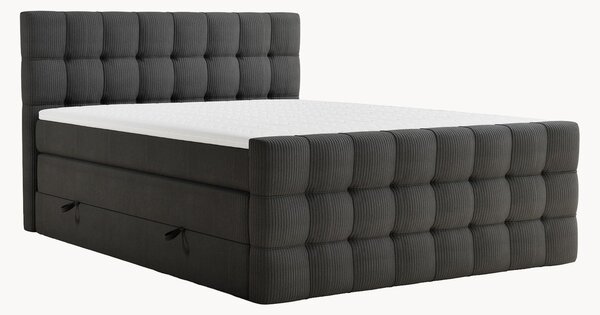 Letto boxspring effetto velluto a coste fatto a mano con contenitore Serene, H4