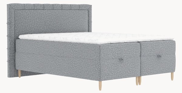Letto boxspring in bouclé fatto a mano con contenitore Voyage, H4
