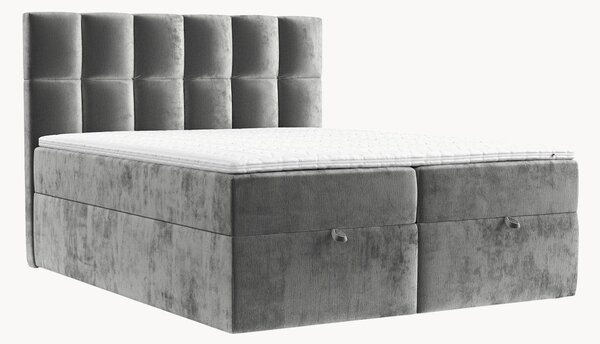 Letto boxspring in ciniglia fatto a mano con contenitore Essence, H4