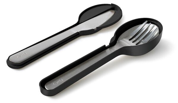 Set di posate da viaggio nero/argentato in acciaio inox 3 pz To Go – Lékué