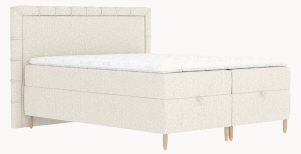 Letto boxspring in bouclé fatto a mano con contenitore Voyage, H4