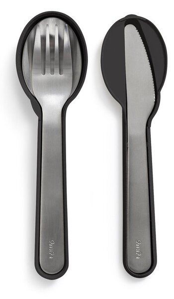 Set di posate da viaggio nero/argentato in acciaio inox 3 pz To Go – Lékué