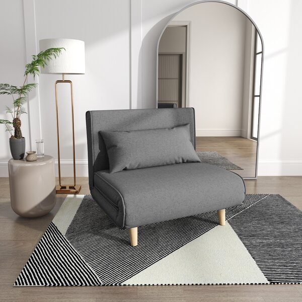 HOMCOM Poltrona Letto 3 in 1 con Schienale Reclinabile su 6 Posizioni in Tessuto, 94x78x80 cm, Grigio | Aosom Italy