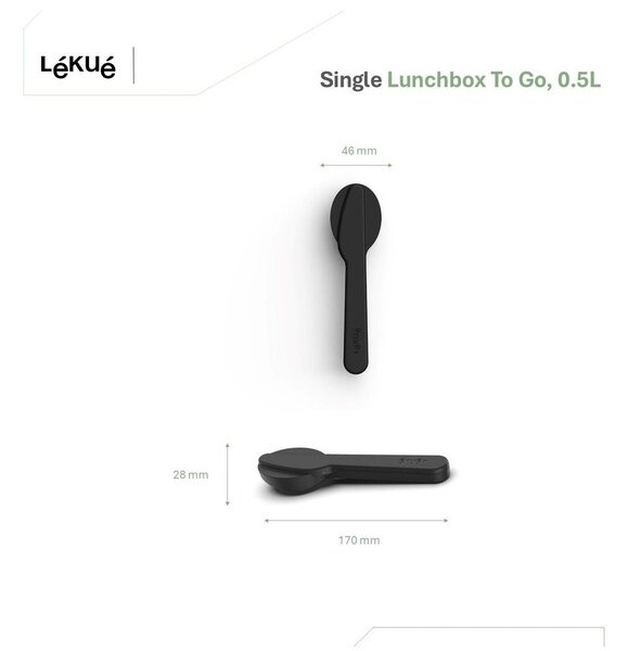 Set di posate da viaggio nero/argentato in acciaio inox 3 pz To Go – Lékué