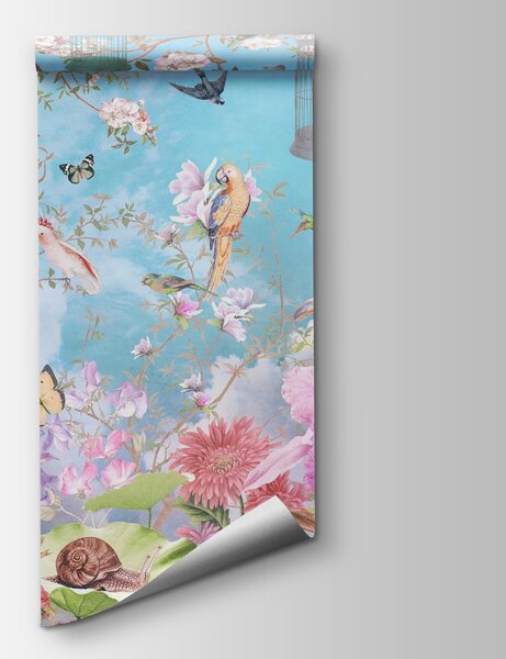 Carta da parati Carta da parati con uccelli e fiori, Carta da parati design, Carta da parati popolare, u18485 - Tapeko.it