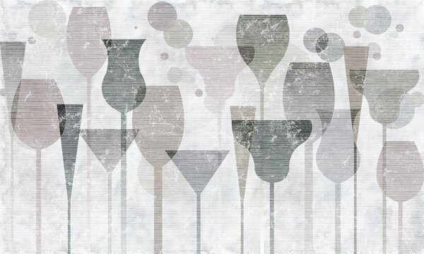 Carta da parati Gruppo di bicchieri da vino, Carta da parati design, Carta da parati popolare, u19805 - Tapeko.it