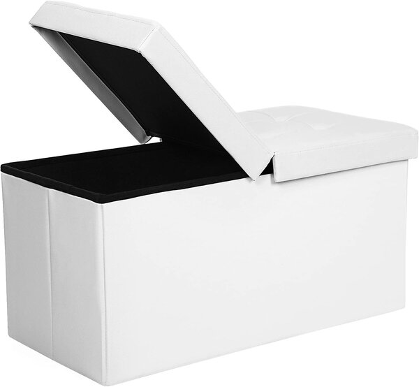 HOMCOM Cassapanca da 103L, Panca Contenitore Multiuso con Cuscino in Tessuto Lavabile, Panca Portaoggetti in Legno per Ingresso, Corridoio, Camera da Letto, Soggiorno, 75x40x56 cm, Marrone