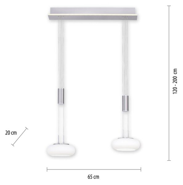 Q-Smart-Home Paul Neuhaus Q-ETIENNE LED a sospensione, 2 luci Q-Etienne, dimmerabile, Alluminio / Grigio / Zincato, Soggiorno / Sala da pranzo, Metallo, Moderno