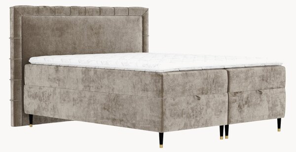 Letto boxspring in ciniglia fatto a mano con contenitore Voyage, H3