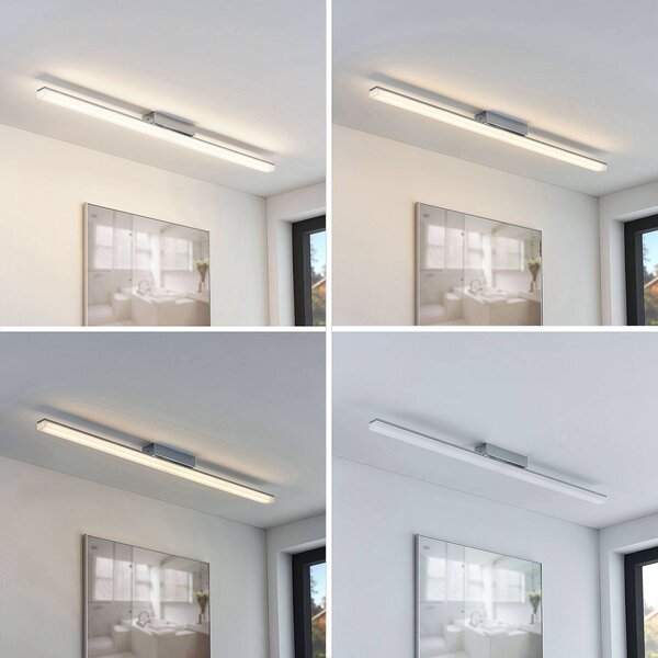 Plafoniera Levke Lindby, dimmerabile, Bianco / Opale, Bagno, Metallo, Moderno, Plafoniera