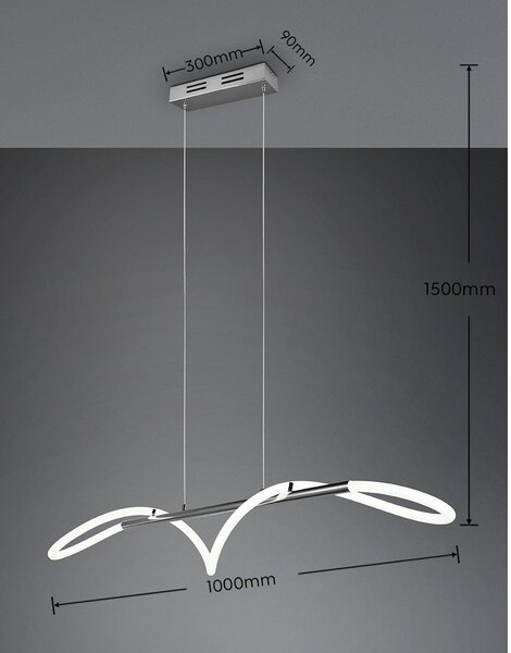 Lampadario LED argentato in metallo con intensità regolabile Argos – Reality