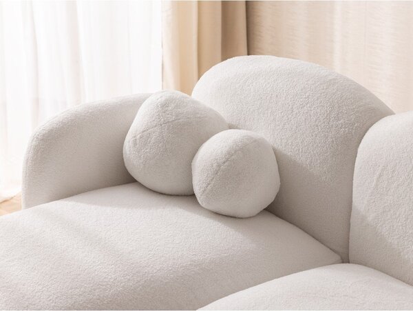 Divano angolare color crema (con penisola a sinistra/con chaise lounge) con rivestimento in bouclé Orbit – Ropez