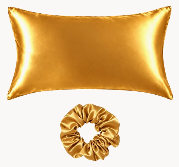 Set federa e scrunchie in raso di seta di gelso Elle, set da 2