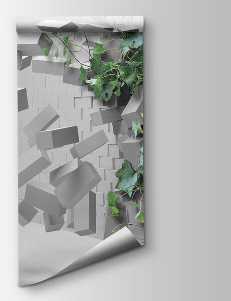 Carta da parati Pianta che sfonda un muro, Carta da parati 3d, Carta da parati popolare, u22697 - Tapeko.it