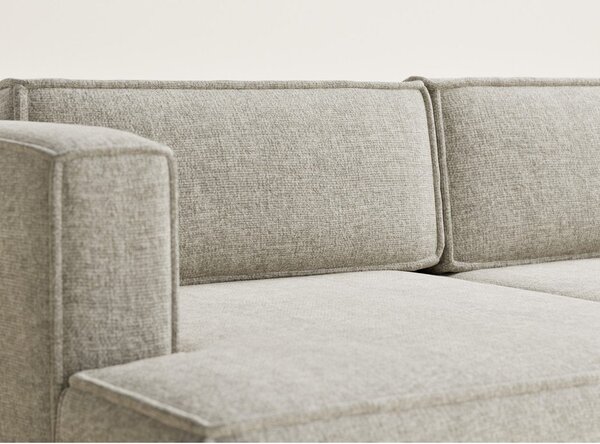 Divano angolare beige allungabile/con contenitore (con penisola a sinistra/con chaise lounge) con rivestimento in ciniglia Velto – Maison de Rêve