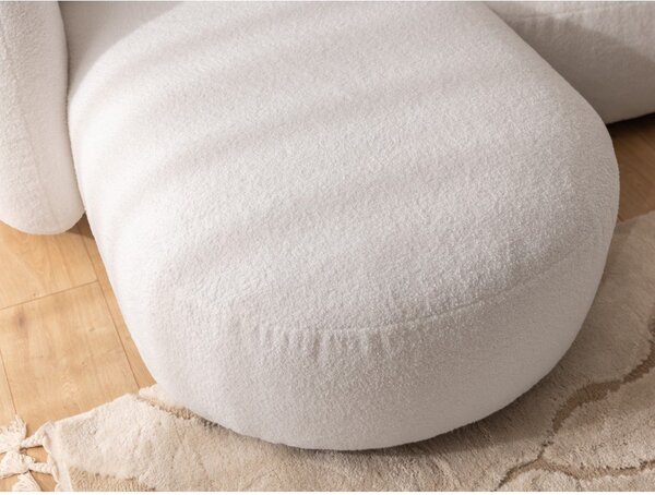 Divano angolare color crema (con penisola a sinistra/con chaise lounge) con rivestimento in bouclé Orbit – Ropez