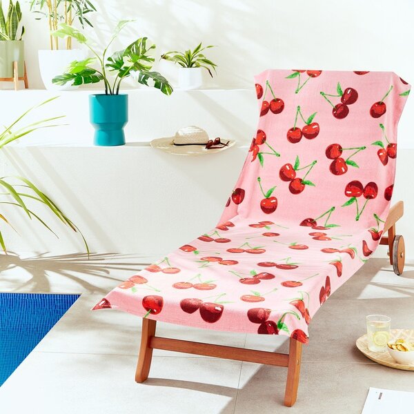 Telo mare rosa in cotone 78x200 cm Cherries – Catherine Lansfield