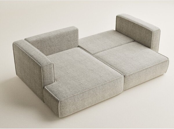 Divano angolare beige allungabile/con contenitore (con penisola a sinistra/con chaise lounge) con rivestimento in ciniglia Velto – Maison de Rêve